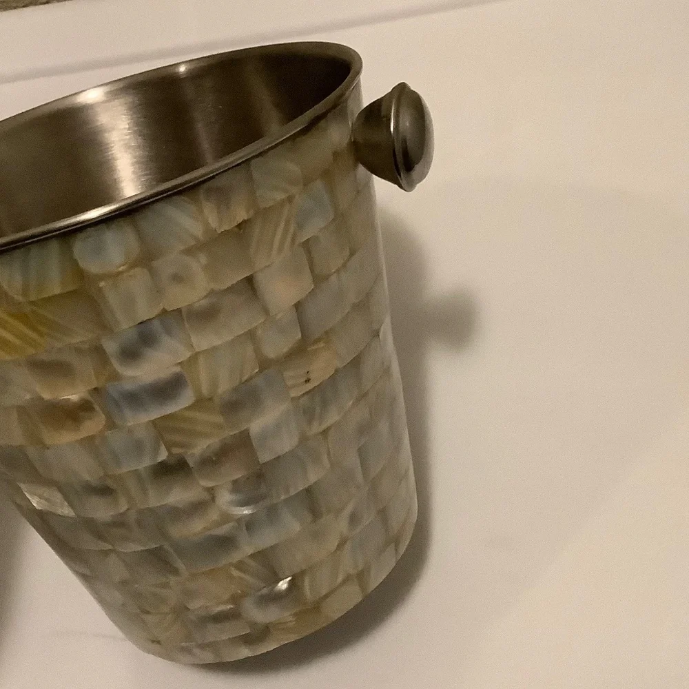 Mother of Pearl Ice Bucket | Stainless Steel Wine & Champagne Chiller | Coastal